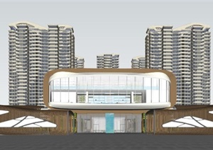 上海瑞虹新城现代高层豪宅+售楼处概念方案SU(草图大师)设计模型