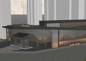 新中式售楼处建筑方案SU(草图大师)设计模型
