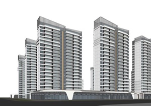 武汉市东西湖区华夏世嘉MOMA现代高层住宅+幼儿园方案SU(草图大师)设计模型