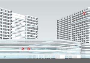现代风格医院急诊楼方案SU(草图大师)设计模型