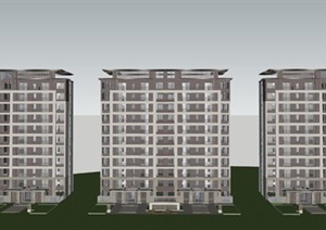 招商新中式11F洋房单体方案SU(草图大师)设计模型