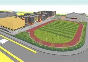 2个湖州市滨湖中学建筑方案SU(草图大师)设计模型