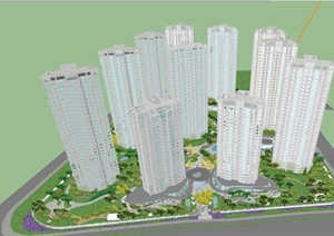 上海仁恒世纪公园现代豪宅小区SU(草图大师)设计模型