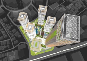 中铁雅加达超高层商业综合体+豪宅小区SU(草图大师)设计模型