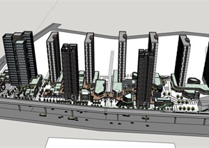 一个高架铁路旁居住区规划设计方案模型_SU(草图大师)2018