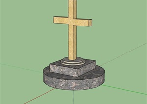一个金典十字架景观雕塑模型SU(草图大师)