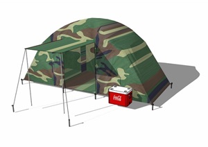 一个室外露营帐篷模型_SU(草图大师)2018