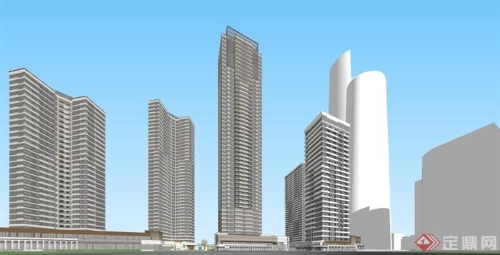 f建筑设计-滨江现代横线条超高层住宅公寓7.0 (2)