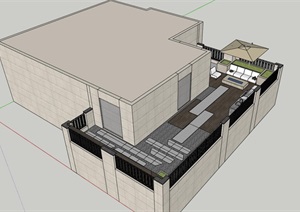 一个现代层花园或屋顶平台设计方案