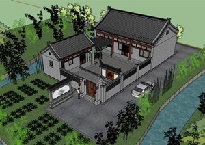 一个乡村古建筑房子SU(草图大师)模型