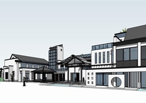 一个新中式风格民宿酒店方案设计模型