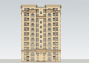 11层住宅建筑多层住宅新古典建筑SU(草图大师)模型