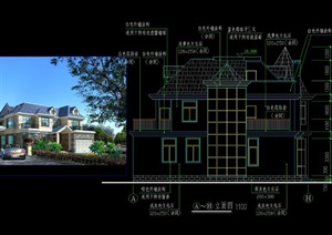 欧式两层别墅农村自建房模型