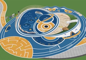 现代儿童游乐园儿童乐园景观设计SU(草图大师)模型（大礼包8套）
