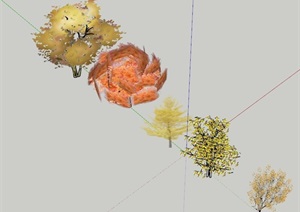 銀杏（秋季）黃色樹模型