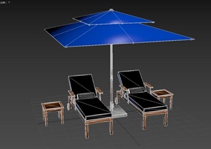 户外休闲椅和雨伞3D模型