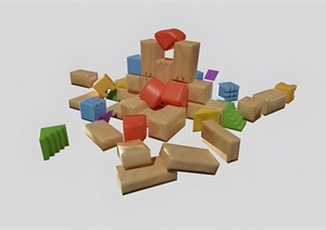 室内儿童玩具积木3D模型