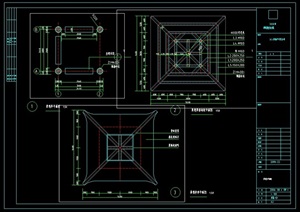 四角景观亭施工图（翘角）